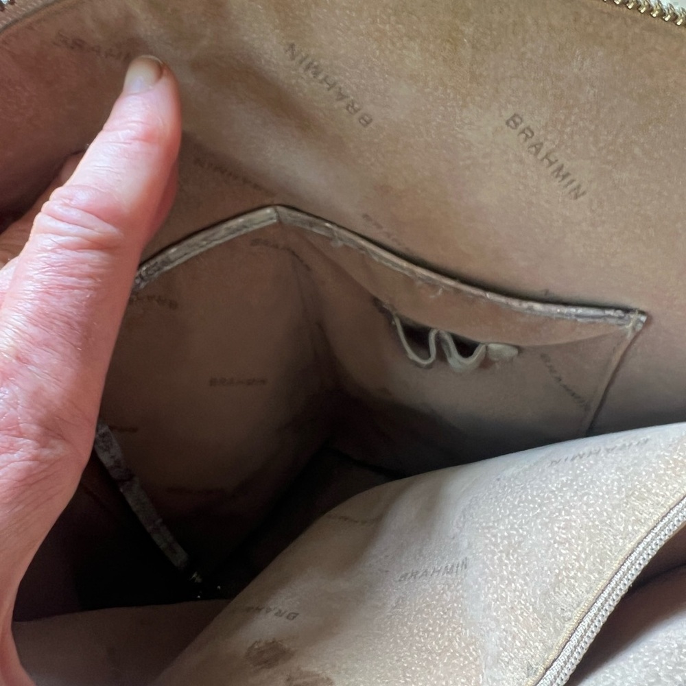 Brahmin Melbourne Collection Large Duxbury Crocodile-Embossed Dome Satchel Bag. - Picture 9 of 11